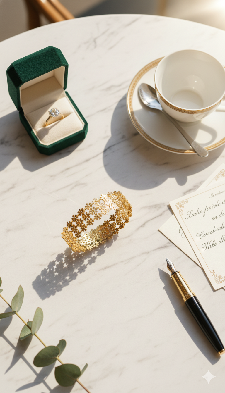 Three Flower Broad Anti Tarnish Bracelets