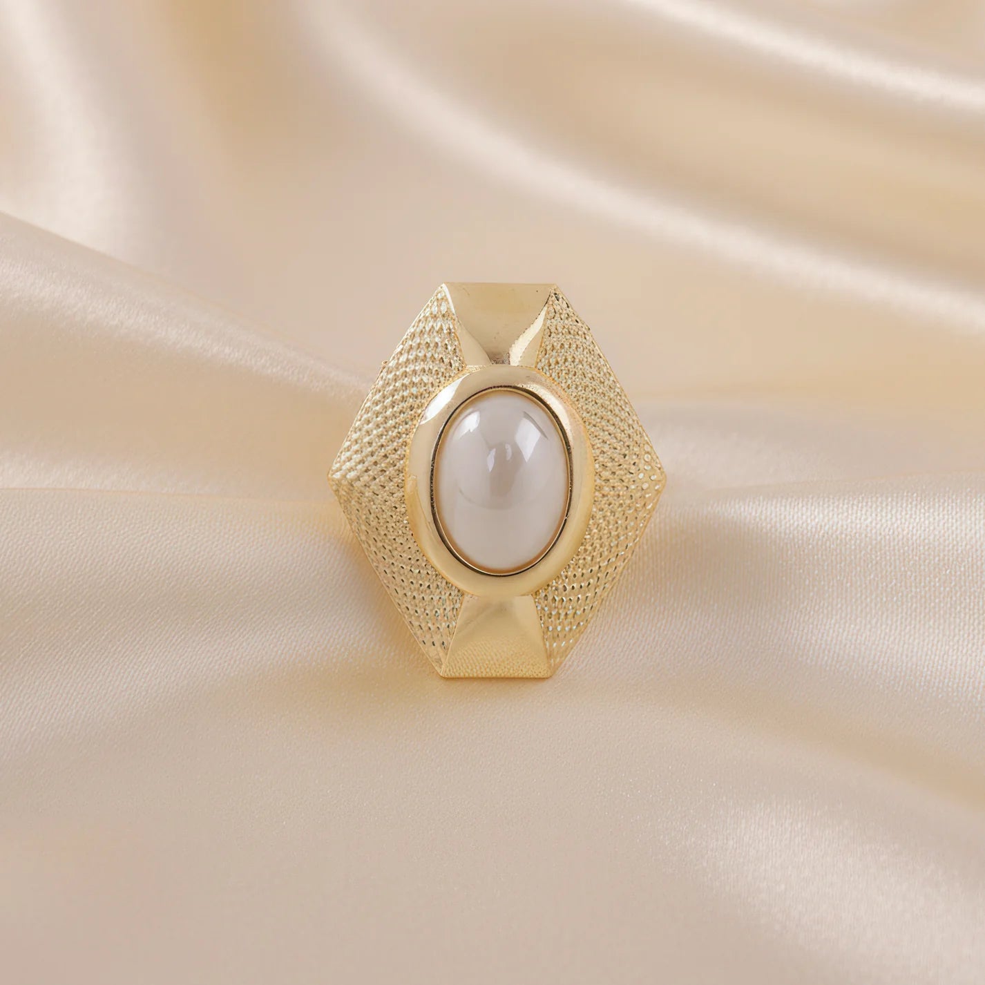 Anti-Tarnish Hexagon Rainbow Stone Ring (Adjustable Size)
