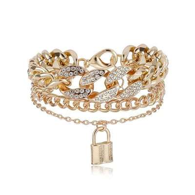 Luxe Lock Layered Chain Bracelet