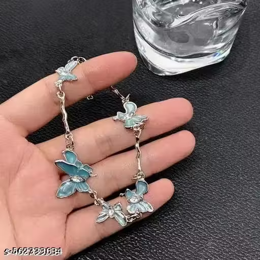 Blue Enamel Butterfly Charm Bracelet