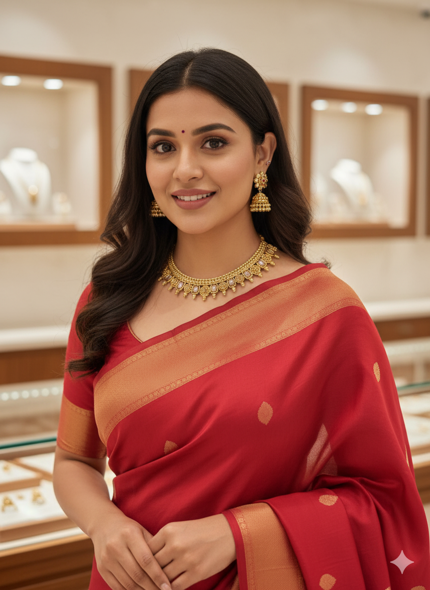 Vibrant Gemstone & Artificial Gold Choker Set