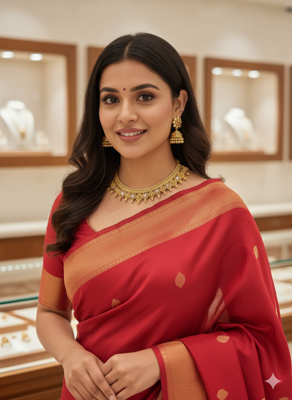 Vibrant Gemstone & Artificial Gold Choker Set