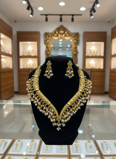 Royal Heritage Gold-Plated Kundan & Pearl Necklace Set